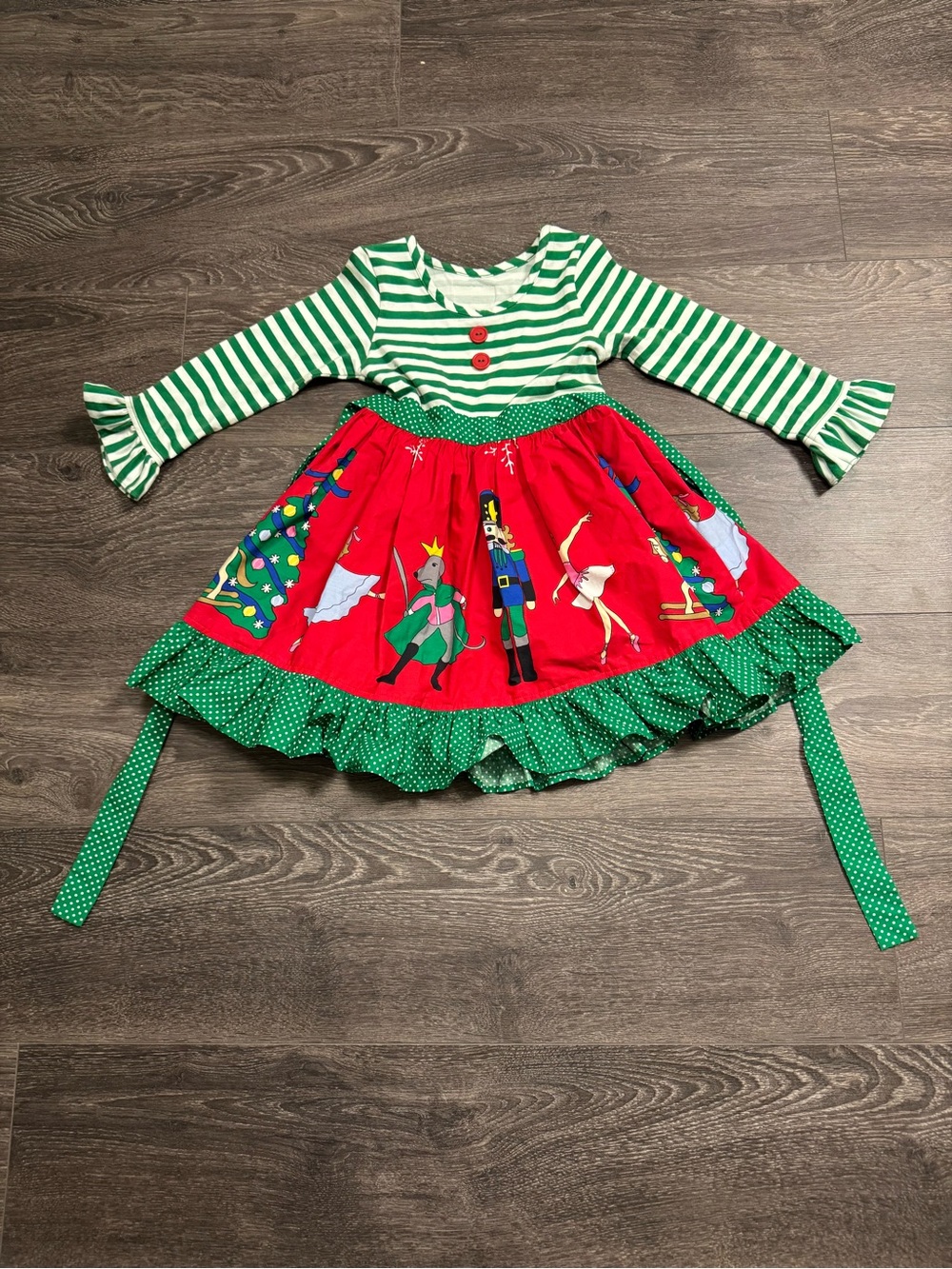 Girls' Green & Red Nutcracker Dress-Up Costume